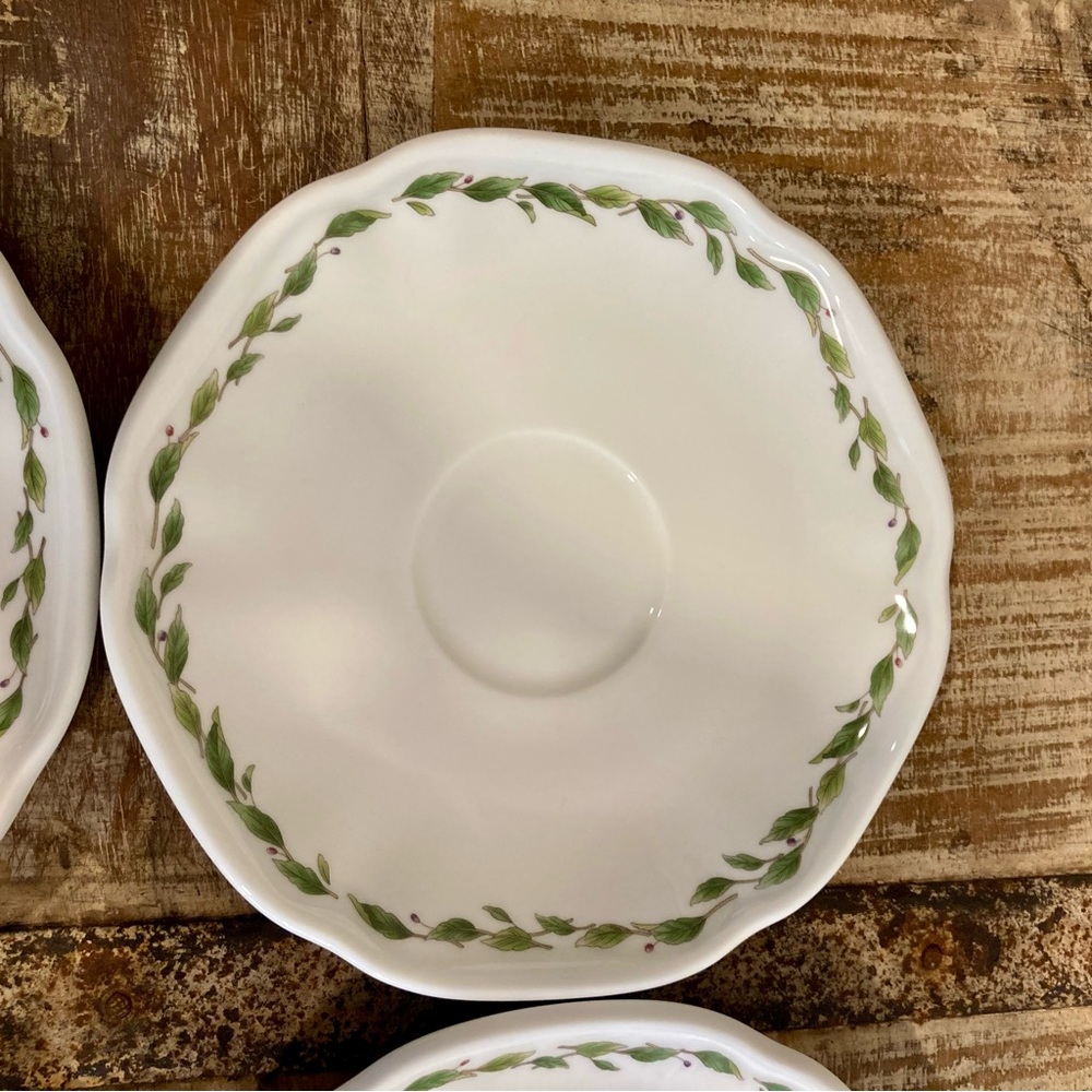 Noritake Casual Gourmet Garden Set of 4 Saucers 7940/1 6.5” Green Leaf Design - Picture 7 of 12